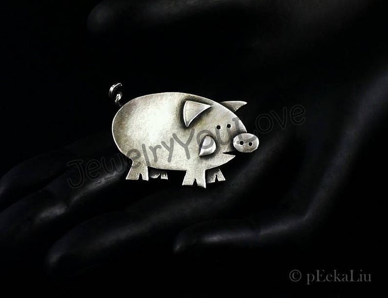 Pig Brooch Sterling Silver Farm Animal Pig Brooch LuLu
