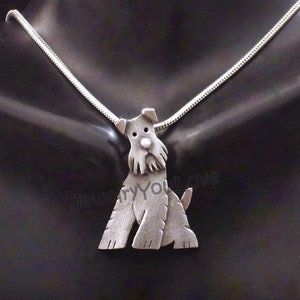 Wire Fox Terrier Necklace / Sterling Silver Dog/pet Wire Fox Terrier/Lake Land/ Airedale / Welsh Terrier Necklace - Gizmo