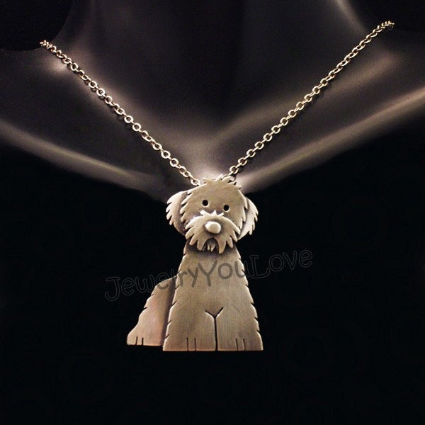 Sterling Silver dog/pet Sheepadoodle, Labradoodle, Golden Doodle Necklace - Ozzy