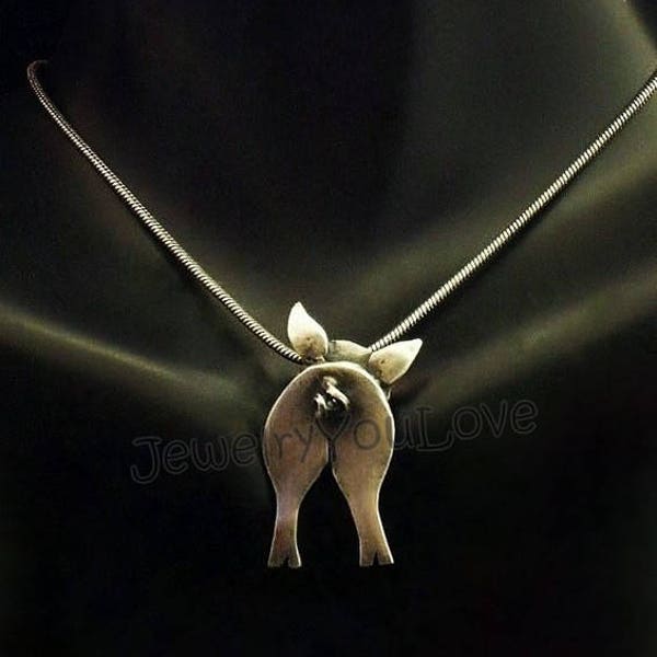 Pig Necklace / Sterling Silver Farm Animal Pig Necklace - Bubble