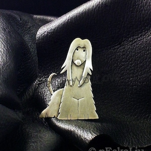 Afghan Hound Brooch / Sterling Silver Dog/pet Afghan Hound Brooch - Cher