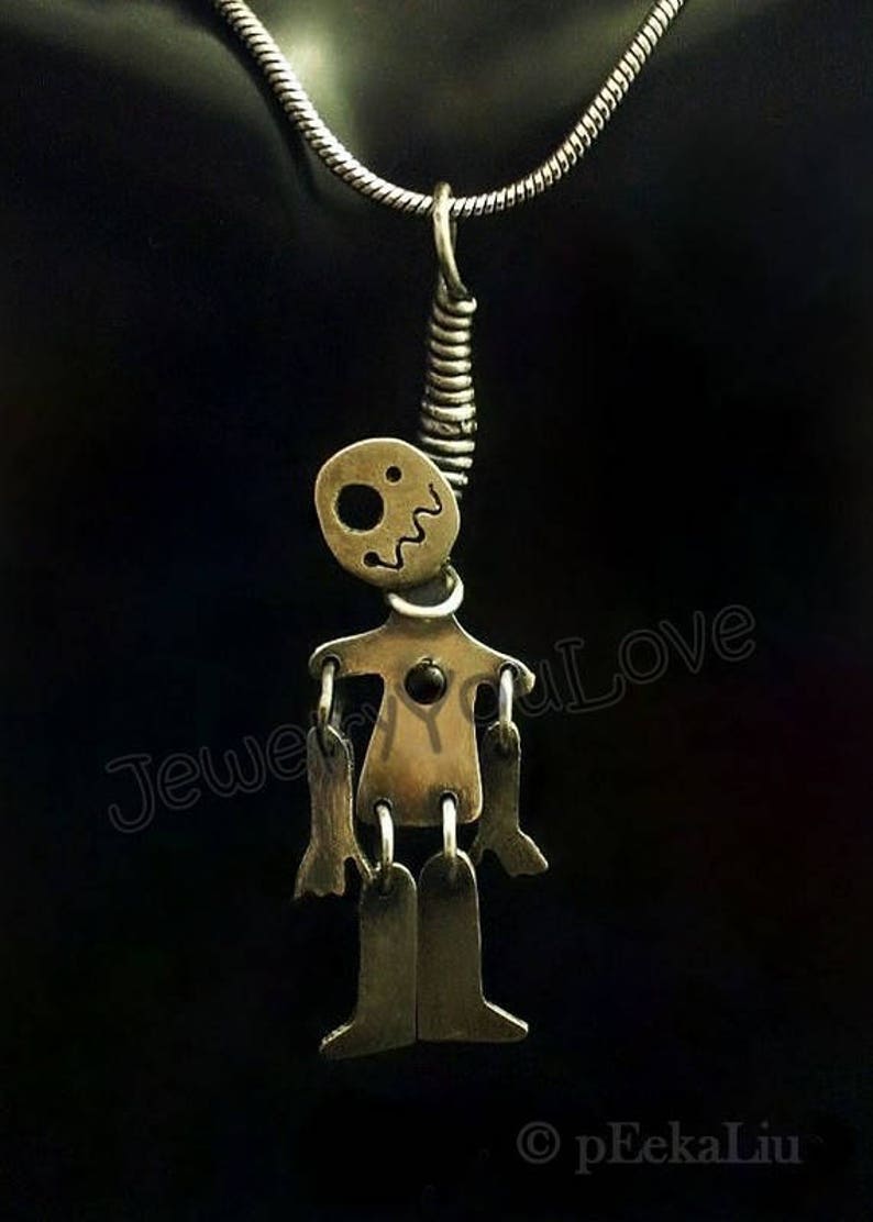 Voodoo Doll Necklace / Sterling Silver Hanging Voodoo Doll Etsy