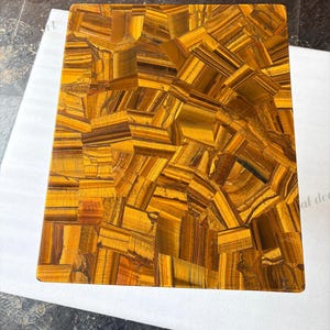 Handmade Tiger Eye Gemstone Table Top - Home Decor 18 inch