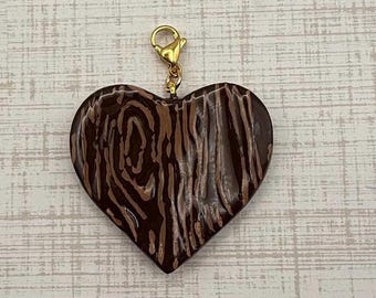 Wood Heart Charm | Life of a Showgirl Inspired Bag Charm | Eras Music Keychain Charm | Swiftie Gift