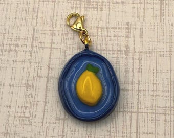 Pressed Lemon Charm | Italian Summer Bag Charm | Citrus Keychain Charm | Collectible Gift