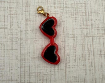 Heart Sunglasses Charm *Large Size* | Red Era Inspired Bag Charm | Eras Music Keychain Charm | Swiftie Gift