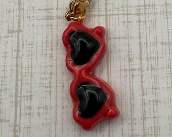 Heart Sunglasses Charm | Red Era Inspired Bag Charm | Eras Music Keychain Charm | Swiftie Gift