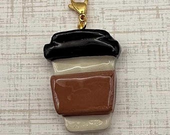 To Go Coffee Mug Charm *Large 3D Size* | Cafe Bag Charm | Coffee Keychain| Collectible Gift