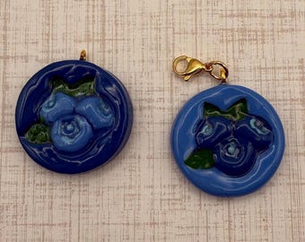 Pressed Blueberry Charm | Handmade Fruit Charm | Keychain Add-On