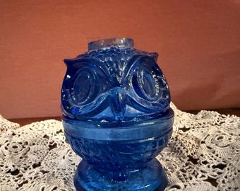 Fenton Cobalt Blue Owl Fairy Lamp