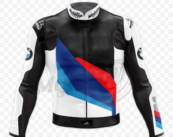 Mens BMW Cowhide Leather Sports Racing Jacket, With Hump CE Level 2 Protection