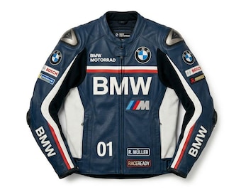 BMW M Powered Leather Motorcycle Jacket – Cowhide Racing Gear for Riders CE Level 2