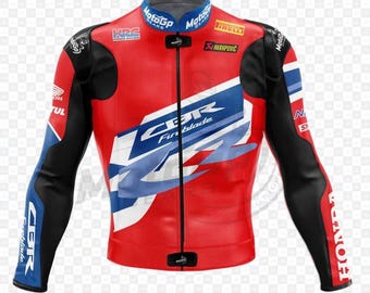 Honda CBR Leather Motorcycle Jacket, CE Level 2 Protection