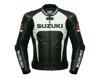 Suzuki MotoGP Style Cowhide Racing Jacket – Protective Leather Riding Gear