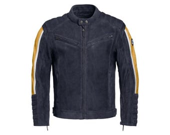 Mens BMW Motorcycle Leather Jacket: Cafe Racer Biker Jacket, Custom Fit