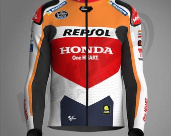 Men's Honda Repsol Leather Motorcycle Jacket with CE Level 2 Protection