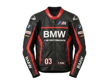 BMW M Performance Leather Motorcycle Jacket – Cowhide Racing Gear for Riders CE Level 2