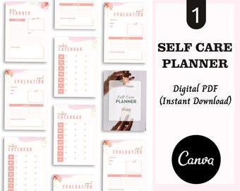 Self Care Planner | Daily Wellness Journal Canva Template (Digital PDF)