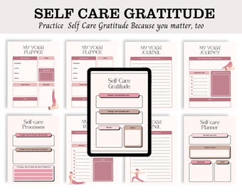 Self-Care Gratitude Digital Planner | Wellness Yoga Journal (PDF)