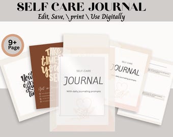Self-Care Journal | Daily Wellness Prompts, Mindfulness (Digital PDF)
