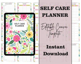 Self Care Planner | Editable Canva Wellness Journal (Digital Download)