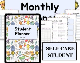 Self Care Student Planner | Wellness Journal, Habit Tracker (Digital Download)