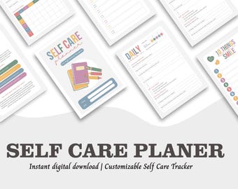 Self Care Planner | Daily Wellness Tracker, Editable Canva Template (PDF Download)