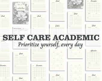 Self-Care Academic Planner | Undated Student Wellness, Goal Setting (Digital Download)