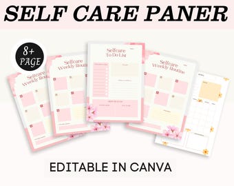 Editable Self Care Planner | Weekly Routine Canva Template (PDF)