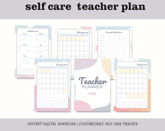Self Care Planner | Editable Wellness Journal, Routine Tracker (Digital PDF)