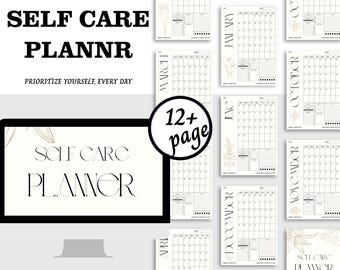 Self Care Digital Planner | Minimalist Wellness, Habit Tracker (PDF)