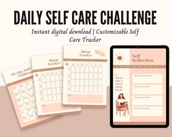 30-Day Self Care Challenge | Wellness Planner, Sleep & Habit Tracker (Digital PDF Download)
