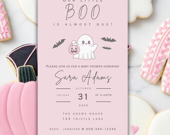 Halloween Ghost Baby Shower Invitation, Editable Template (Digital Download)