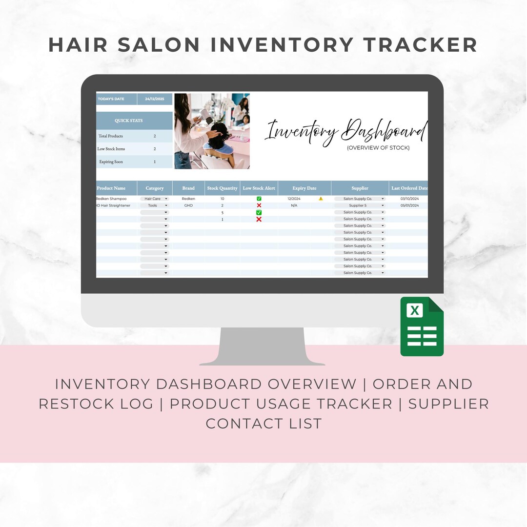 Hair Salon Inventory Tracker | Google Sheets System (digital Download ...