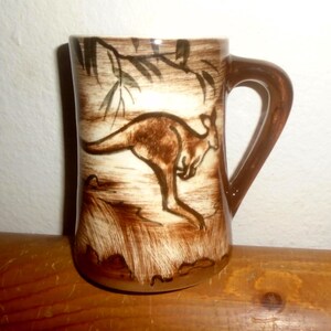 Studio Anna Australian KANGAROO coffee mug H/P  RARE  art pottery mid-century