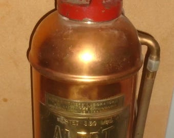 Old Antique Elmira NY Brass & Copper Empty Fire Extinguisher New York Lamp