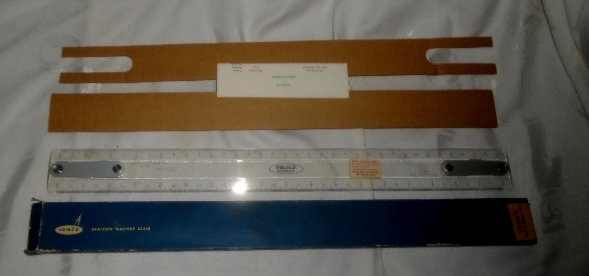 Vemco 9P-15 32nd/50th 18” Drafting Machine Scale Ruler W/box & Papers ...