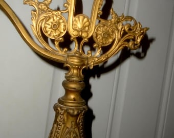 Antique Art Deco Brass Floor Standing Bridge Arm Lamp 55"