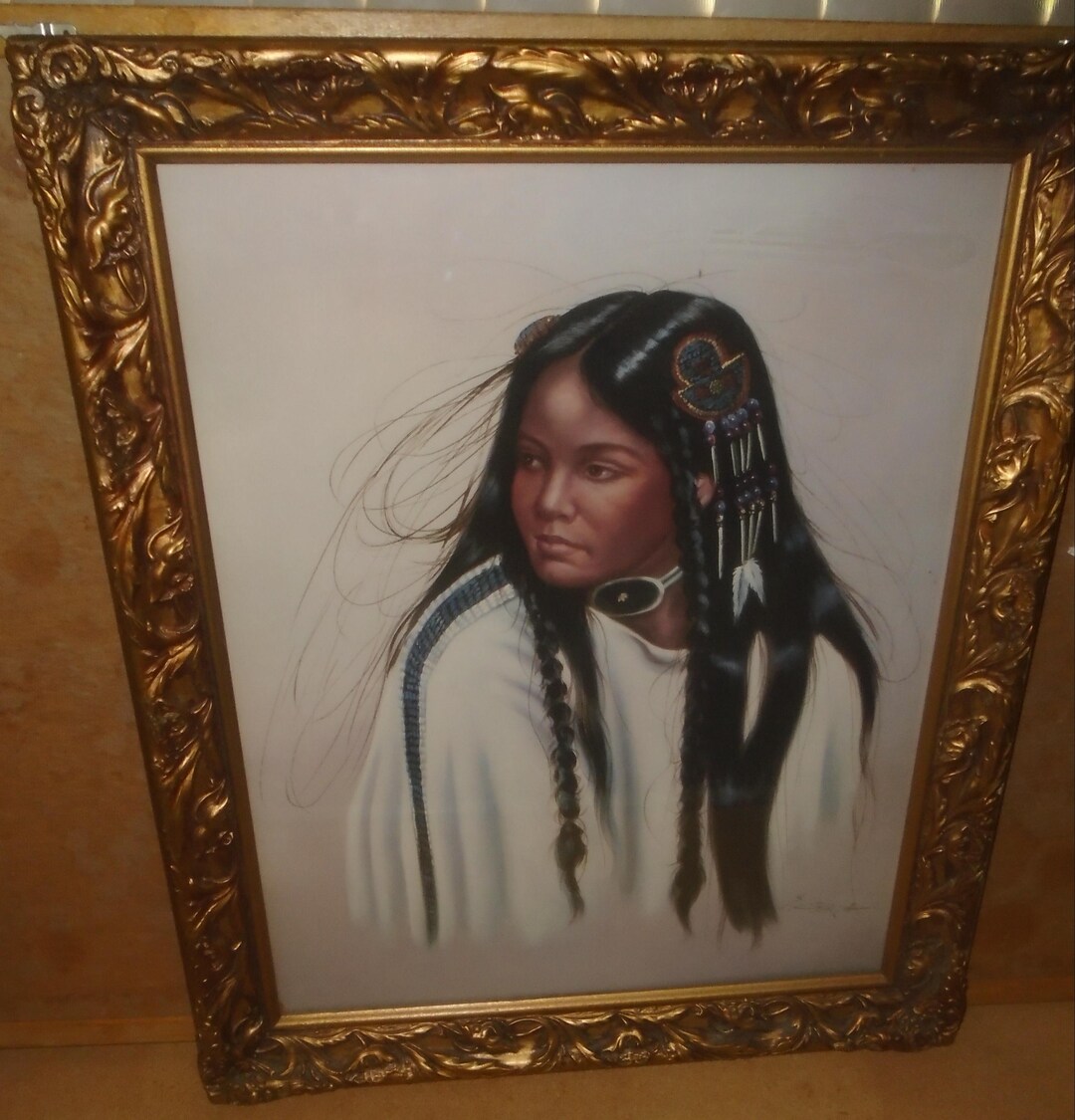 Vintage Z Garcia Signed Native American Indian Woman Lithograph Art ...