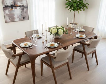 Walnut Dining Table, Natural Wood Table for Livingroom, Walnut Dinner Table, Kitchen room Dining Table, Wooden Dining Table,