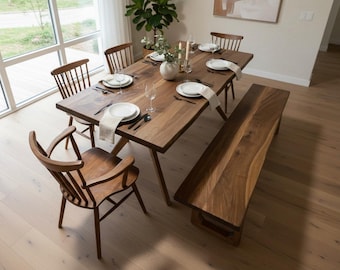 Handmade Walnut Dining Table, Solid Wood Kitchen Table