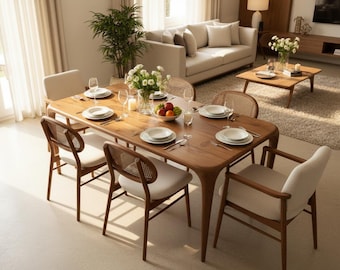 Walnut Dining Table, Natural Wood Table for Livingroom, Walnut Dinner Table, Kitchen room Dining Table, Wooden Dining Table,