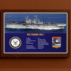 USS Tarawa LHA-1 Navy Ship Print - Physical Print Copy - 11x17 Commemorative Poster - Personalized Veteran Gift - US Navy Wall Art