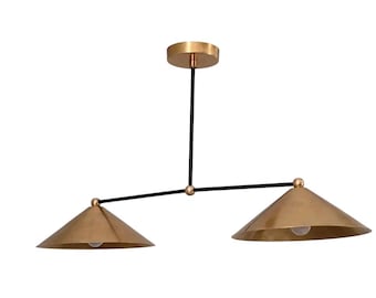 2 Light Pendant Mid Century Modern Raw Brass Sputnik chandelier light Fixture