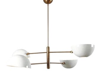 4 Light Pendant Mid Century Modern Raw Brass Sputnik chandelier light Fixture
