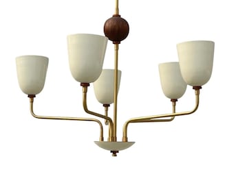 Mid Century Brass Chandelier-5 Light Italian Brass Chandelier-Pendant Sputnik chandelier light Fixture Modern Brass Chandelier