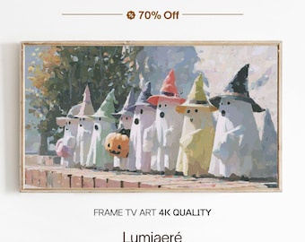 Samsung Halloween Frame TV Art, Ghostly Figure, Pumpkin Oil Paint Digital Download 4K