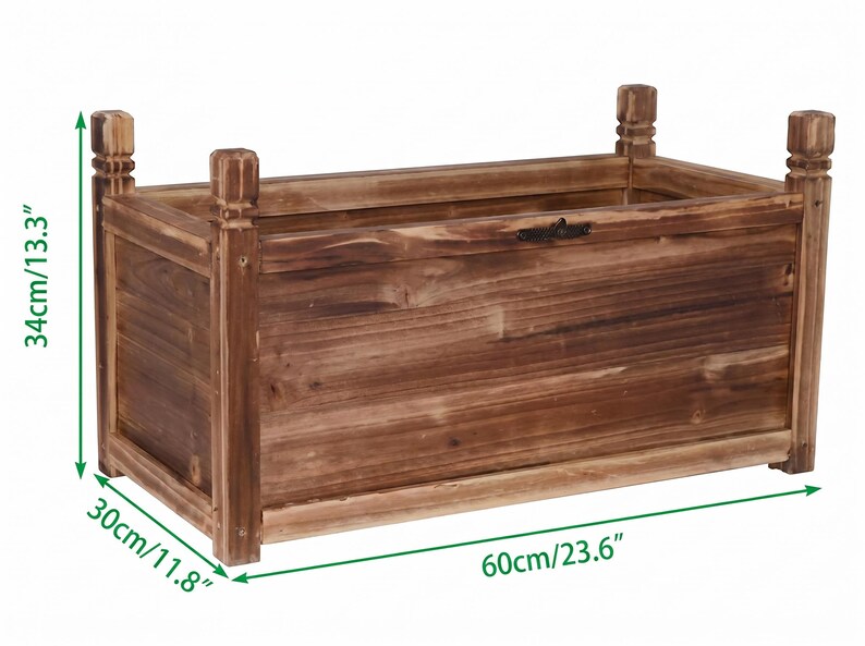 Wood planter bed for small garden space 30 cm x 60 cm