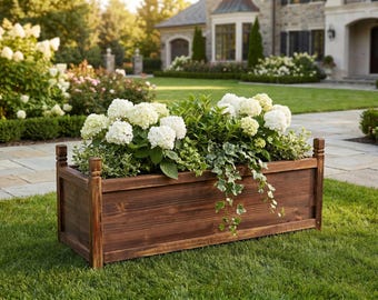 Rectangular Raised Garden Bed Solid Pine Wood Planter for Vegetables, flowers, herbs