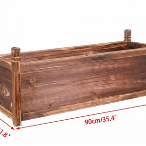 Outdoor rectangular planter box made from pine wood